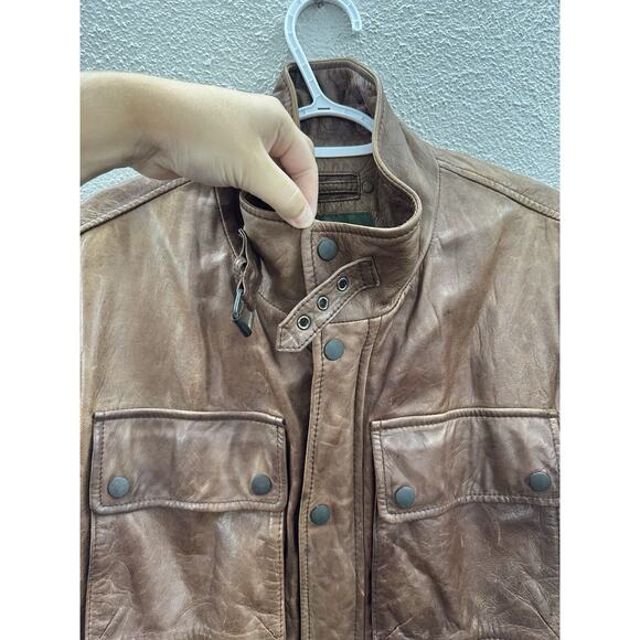 Eddie Bauer Mens Bomber Jacket Size Large Brown Genuine Lamb Leather Zip Up VTG - Picture 2 of 15